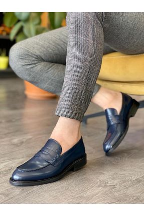 کفش کلاسیک سرمه ای مردانه چرم خالص MOR KUNDURA - کد 932917482