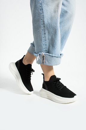 کفش اسنیکر مشکی زنانه بند دار Gökçe Shoes - کد 932923407