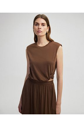 بلوز قهوه ای زنانه ساده İpekyol - کد 933450030