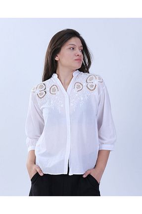 پیراهن سفید زنانه رگولار MARE BUTİK - کد 932918152