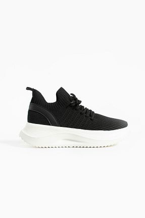 کفش اسنیکر مشکی زنانه بند دار Gökçe Shoes - کد 932923407