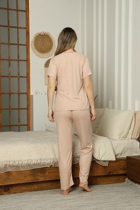 ست لباس راحتی بژ زنانه ساده LİLA İÇ GİYİM - کد 735365451