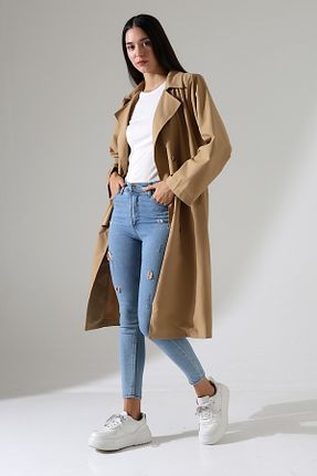 ترنچکت قهوه ای زنانه Keten Görünümlü SLD SECRET - کد 933615894