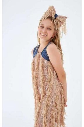 لباس مجلسی و فارغ التحصیلی بژ بچه گانه پولک دوزی Hilal Akıncı Kids - کد 902395044