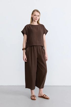 بلوز قهوه ای زنانه ساده Gusto - کد 930818209
