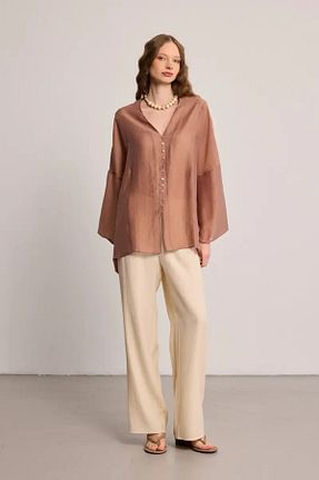 تونیک قهوه ای زنانه بافتنی Gusto - کد 930968578