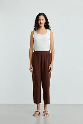 شلوار قهوه ای زنانه کتان Gusto - کد 926022484