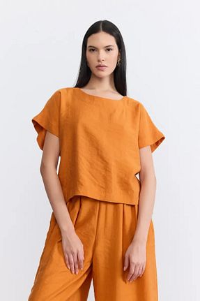 بلوز نارنجی زنانه ساده Gusto - کد 930818156
