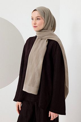 شال قهوه ای زنانه ابریشم Qef - کد 932985065