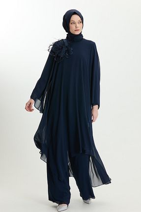 ست بالاتنه و پائین تنه حجاب سرمه ای اورسایز Setrms - کد 932983973
