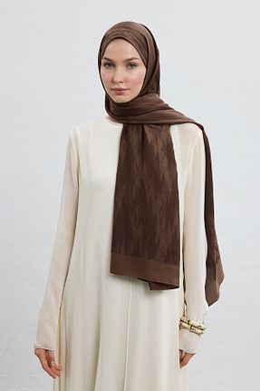 شال قهوه ای زنانه ابریشم Qef - کد 932983968