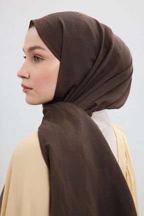 شال قهوه ای زنانه ابریشم Qef - کد 932985088