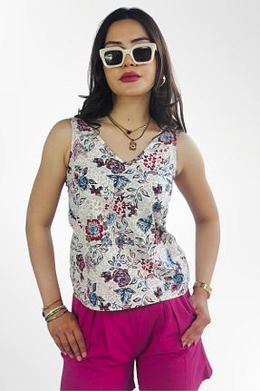 بلوز سفید زنانه گلدار Kübra Tekstil - کد 933865975