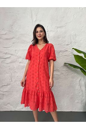 لباس قرمز زنانه بافتنی Elif Özbey Butik - کد 932979820