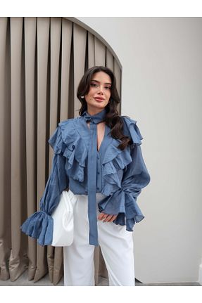 پیراهن سرمه ای زنانه اورسایز ESRAHELVACI - کد 932944992
