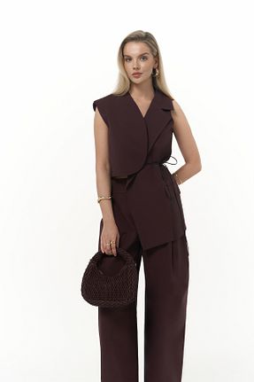 ست بالاتنه و پائین تنه زرشکی زنانه MAİ COLLECTİON - کد 926935320