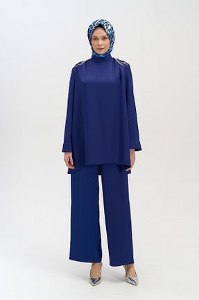 ست بالاتنه و پائین تنه حجاب سرمه ای اورسایز Setrms - کد 932987879