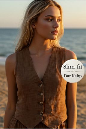 جلیقه قهوه ای زنانه Fitted Combattente - کد 839991785