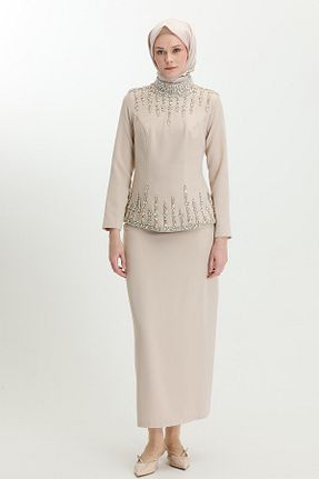 ست بالاتنه و پائین تنه حجاب بژ زنانه رگولار Setrms - کد 932987312