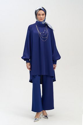 ست بالاتنه و پائین تنه حجاب سرمه ای اورسایز Setrms - کد 932987272