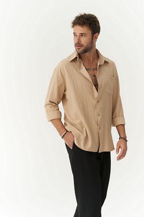 پیراهن قهوه ای مردانه رگولار MAİ COLLECTİON - کد 885731279