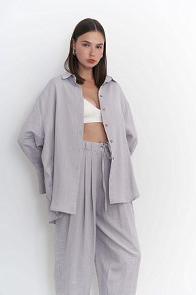 ست بالاتنه و پائین تنه طوسی زنانه بافتنی BOHEMAİ - کد 830526035