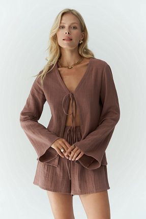 ست بالاتنه و پائین تنه قهوه ای زنانه بافتنی BOHEMAİ - کد 844532396