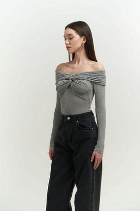بلوز طوسی زنانه ساده MAİ COLLECTİON - کد 824322924