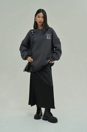 سوئیشرت طوسی زنانه چاپی MAİ COLLECTİON - کد 778803706