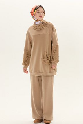 ست بالاتنه و پائین تنه حجاب قهوه ای اورسایز Setrms - کد 932986995