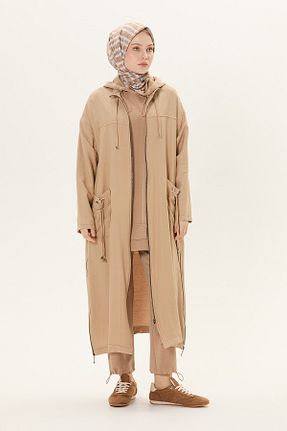مانتو بلند حجاب بژ پنبه ای Setrms - کد 932987526