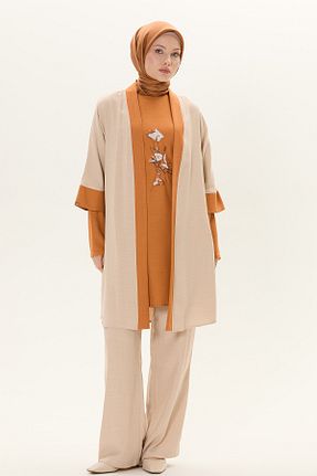 ست بالاتنه و پائین تنه حجاب بژ اورسایز Setrms - کد 932987291