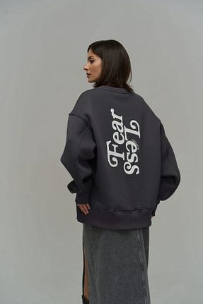 سوئیشرت طوسی زنانه چاپی MAİ COLLECTİON - کد 773639963