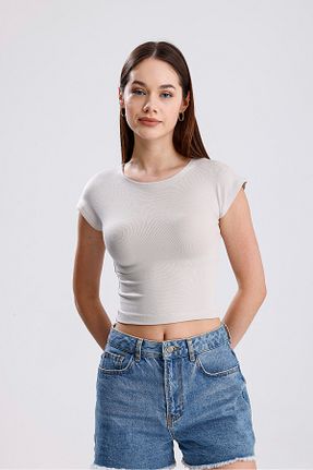 تیشرت نباتی زنانه یقه دوچرخه İVVİ - کد 932726656