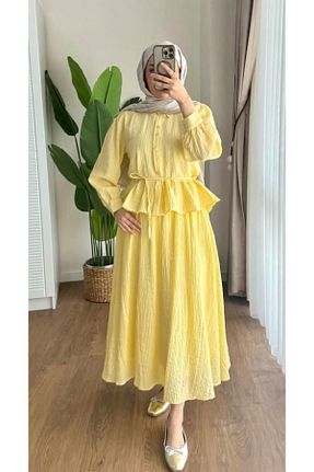 ست بالاتنه و پائین تنه زرد زنانه بافتنی nizzell - کد 933063085