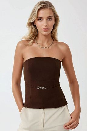 بلوز قهوه ای زنانه ساده Hiccup - کد 933060054