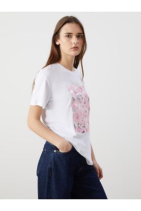 تیشرت سفید زنانه Relaxed LC Waikiki - کد 933673298