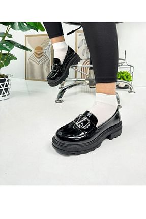 کفش کژوال مشکی زنانه چرم لاکی Moda Alsu - کد 933116466