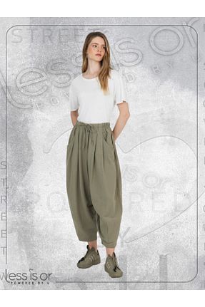 شلوار خاکی زنانه پنبه ای less is or - کد 931289693