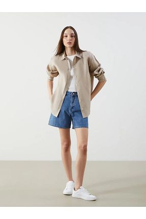 شلوارک و برمودا بژ زنانه پنبه ای LC Waikiki - کد 933776873