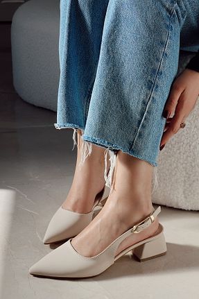 کفش پاشنه بلند کلاسیک بژ زنانه چرم مصنوعی POLKA STORE - کد 933125016