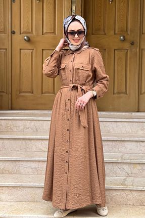 لباس حجاب قهوه ای زنانه رگولار SEÇİL - کد 933146622