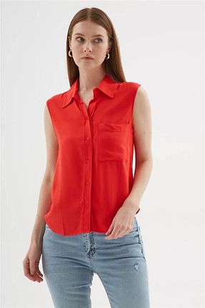 پیراهن قرمز زنانه یقه پیراهنی Fashion Friends - کد 927958195