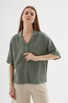 پیراهن خاکی زنانه یقه پیراهنی Fashion Friends - کد 927958188