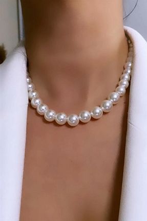 گردنبند مروارید سفید مروارید آب شیرین DHDmoda - کد 933161511
