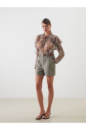 شلوارک و برمودا سبز زنانه Straight LC Waikiki - کد 933161500