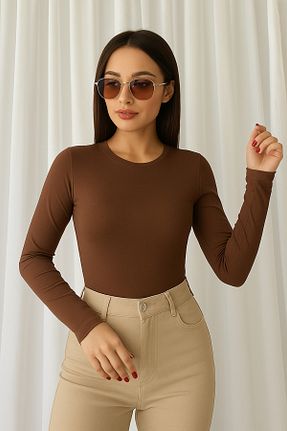 بادی قهوه ای زنانه یقه دوچرخه modavingo - کد 883357725