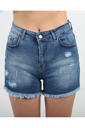 شلوارک و برمودا آبی زنانه فاق بلند DEQ FASHION - کد 933170552