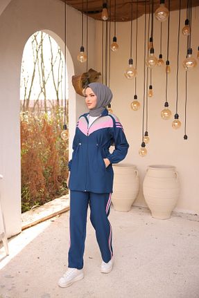 ست بالاتنه و پائین تنه حجاب سرمه ای زنانه رگولار Wovi - کد 917436853