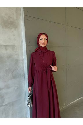 لباس حجاب زرشکی زنانه رگولار ENSA TESETTUR - کد 933183104